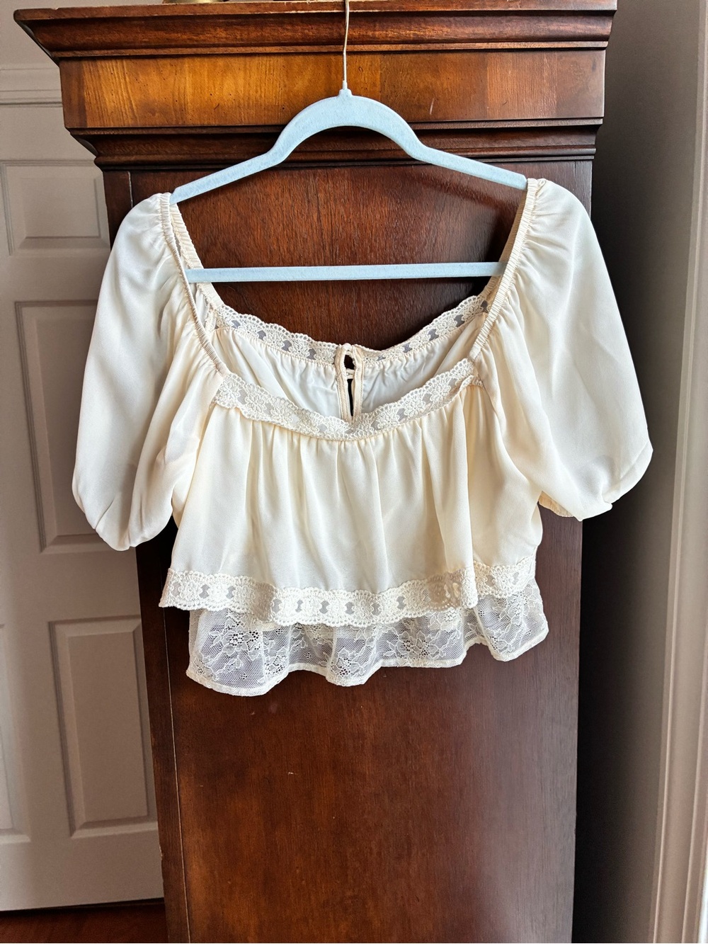 And Now This Cream Lace Layered Peasant Top Cottagecore Romantic L - Picture 6 of 7